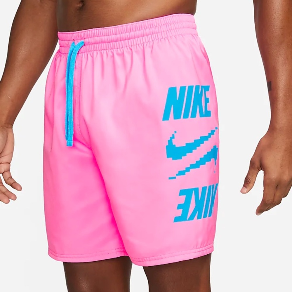 NEW 7" Pink / Turquoise Logo Volley Hybrid Swim Trunks / Shorts -Size XL and XXL